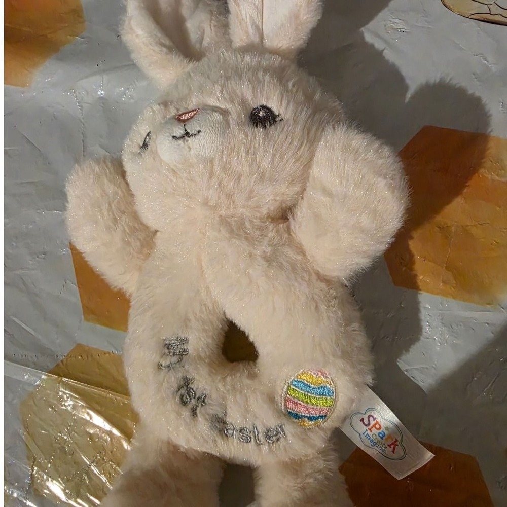 Spark Create Imagine My 1st Easter Bunny Plush Rattle Cream Tan Infant Toy